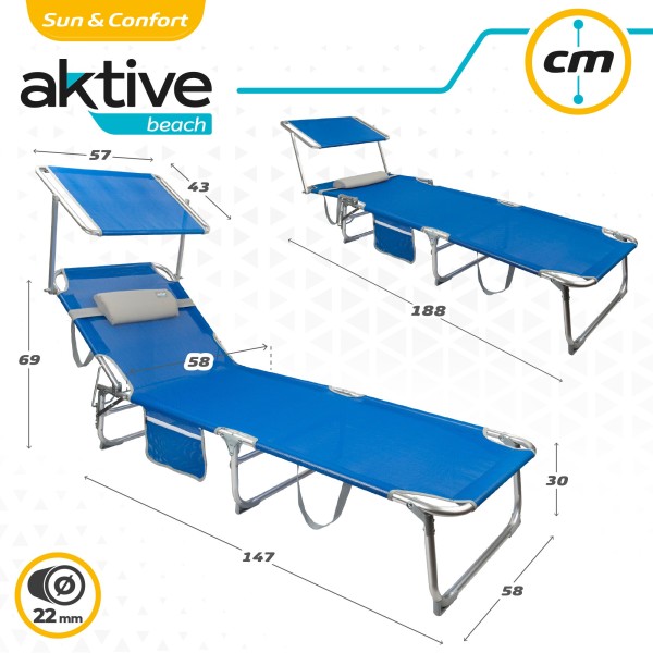 Tumbona plegable de playa con parasol | Distria