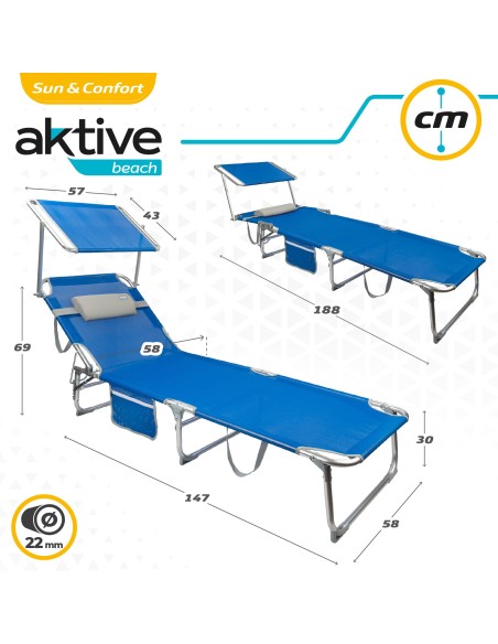 Tumbona plegable de playa con parasol | Distria