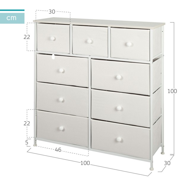 Cómoda blanca 9 cajones Max Home | Distria