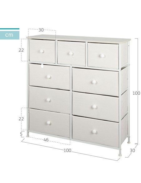 Cómoda blanca 9 cajones Max Home | Distria