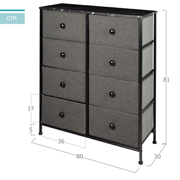 Cómoda negra 8 cajones Max Home | Distria