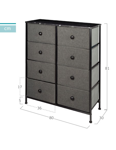 Cómoda negra 8 cajones Max Home | Distria