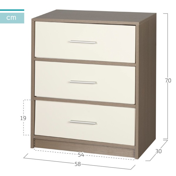 Mesita de noche 3 cajones Max Home | Distria