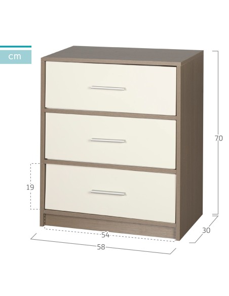 Mesita de noche 3 cajones Max Home | Distria