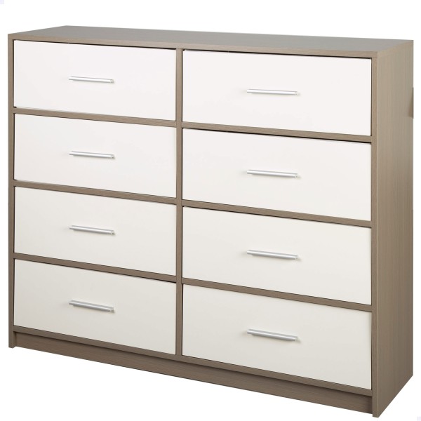 Cómoda blanca y madera 8 cajones Max Home | Distria