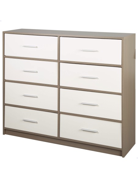 Cómoda blanca y madera 8 cajones Max Home | Distria