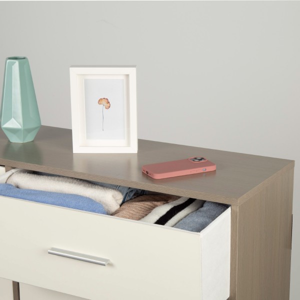 Cómoda blanca y madera 8 cajones Max Home | Distria