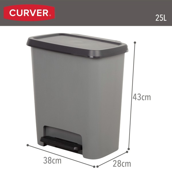 Cubo de basura Curver Compatta 25L gris | Distria