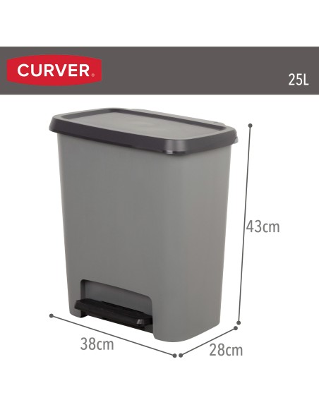 Cubo de basura Curver Compatta 25L gris | Distria