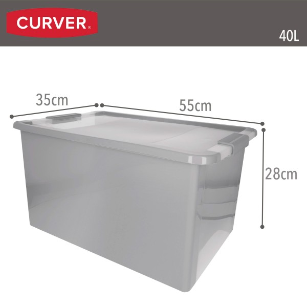 Caja de almacenaje Curver Bi-Box 40L gris | Distria