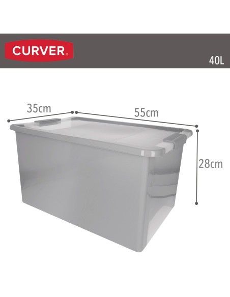 Caja de almacenaje Curver Bi-Box 40L gris | Distria
