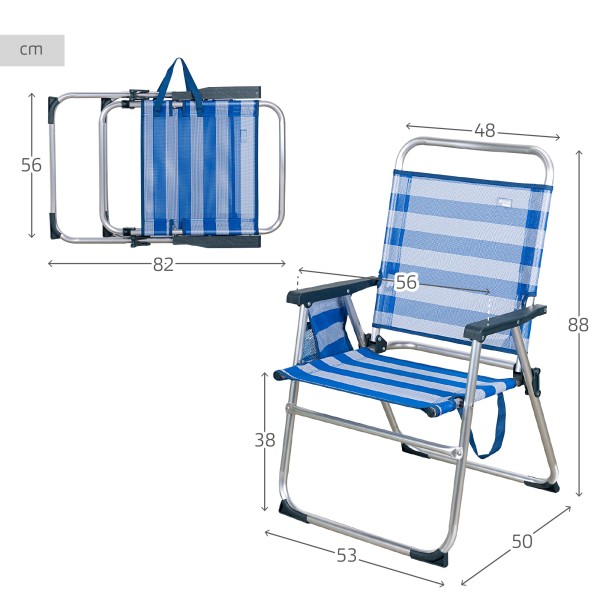 Silla de playa plegable a rayas - Silla playa | Distria
