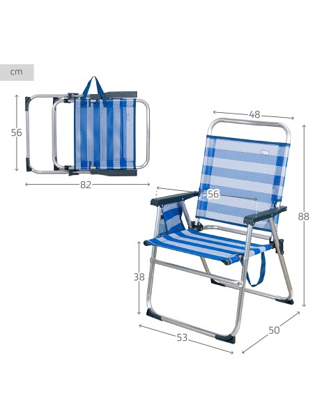 Silla de playa plegable a rayas - Silla playa | Distria