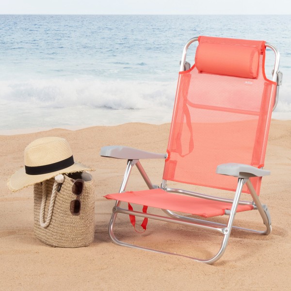Silla de playa plegable coral 8 posiciones Aktive | Distria