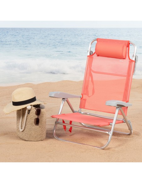 Silla de playa plegable coral 8 posiciones Aktive | Distria