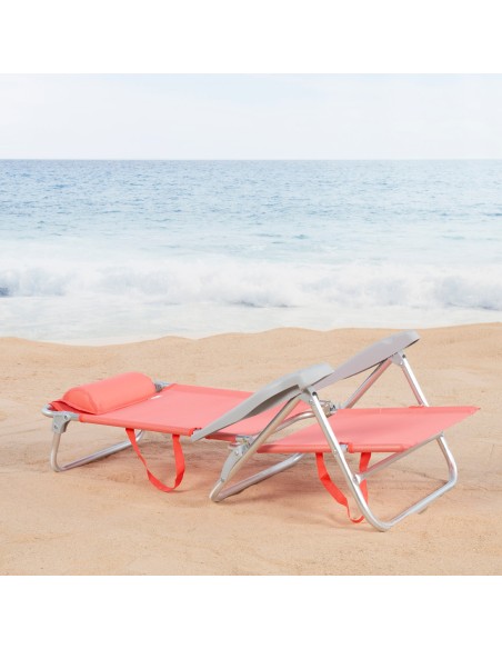 Silla de playa plegable coral 8 posiciones Aktive | Distria