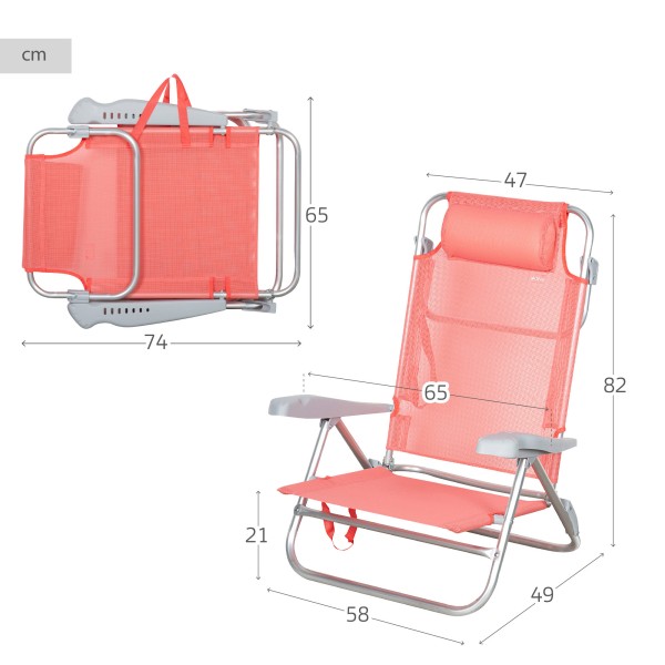 Silla de playa plegable coral 8 posiciones Aktive | Distria