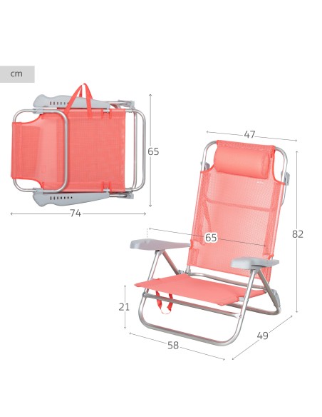Silla de playa plegable coral 8 posiciones Aktive | Distria