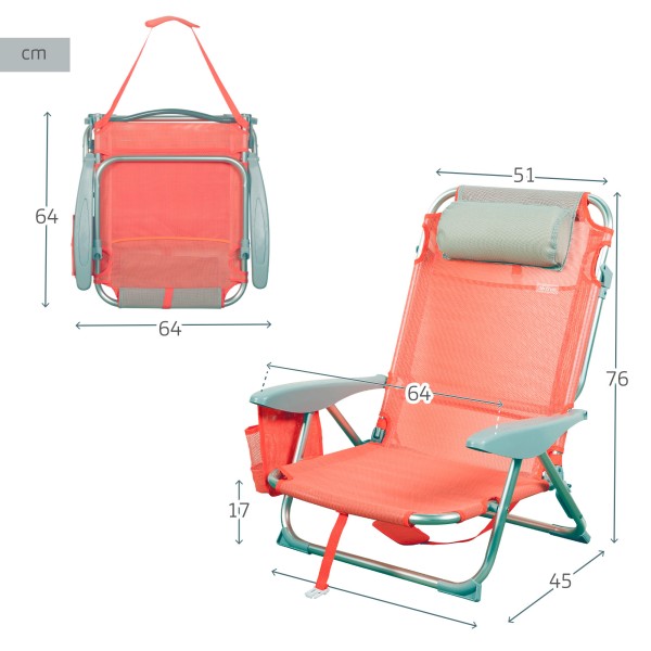 Silla plegable multiposición Coral - Sillas de Playa | Distria