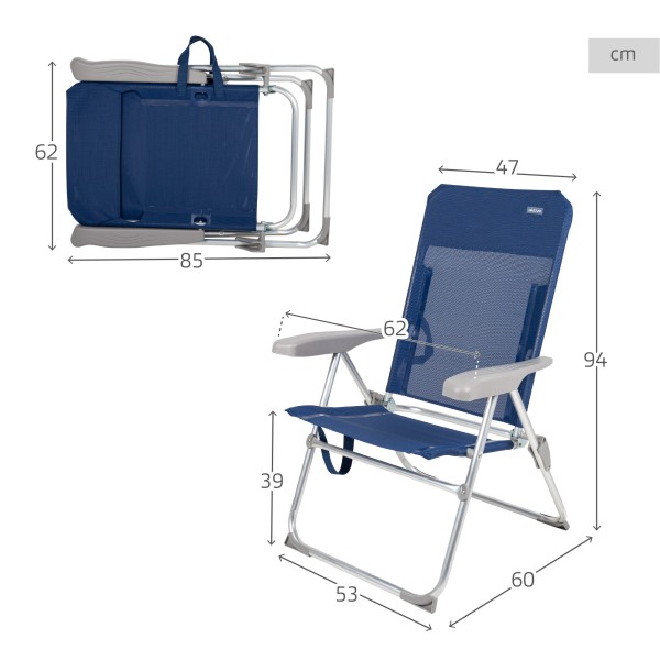 Silla de playa plegado plano y respaldo multiposición | Distria