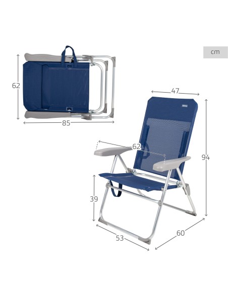 Silla de playa plegado plano y respaldo multiposición | Distria