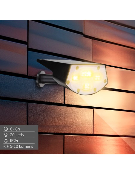 Foco solar LED 5-10 lúmenes con instalación 2 en 1 | Distria