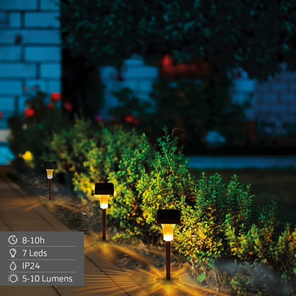 Set de 4 balizas solares LED 5-10 lúmenes con proyección | Distria