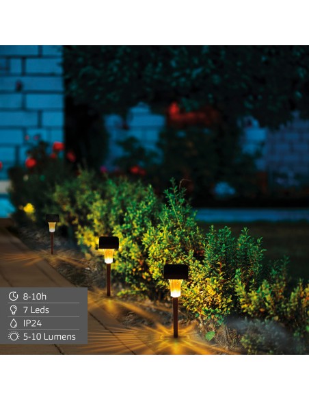 Set de 4 balizas solares LED 5-10 lúmenes con proyección | Distria