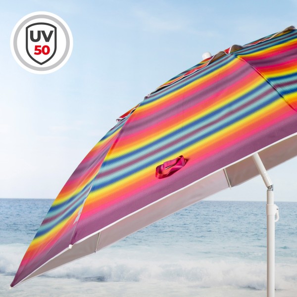 Aktive Sombrilla playa 240 cm rayas multicolor | Distria