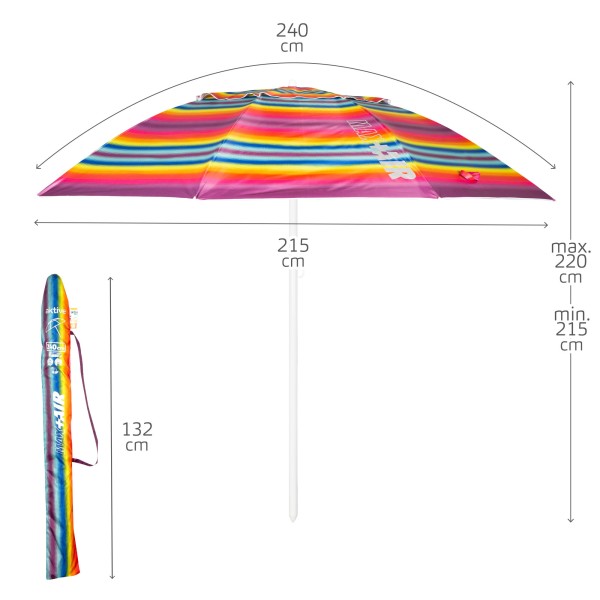 Aktive Sombrilla playa 240 cm rayas multicolor | Distria