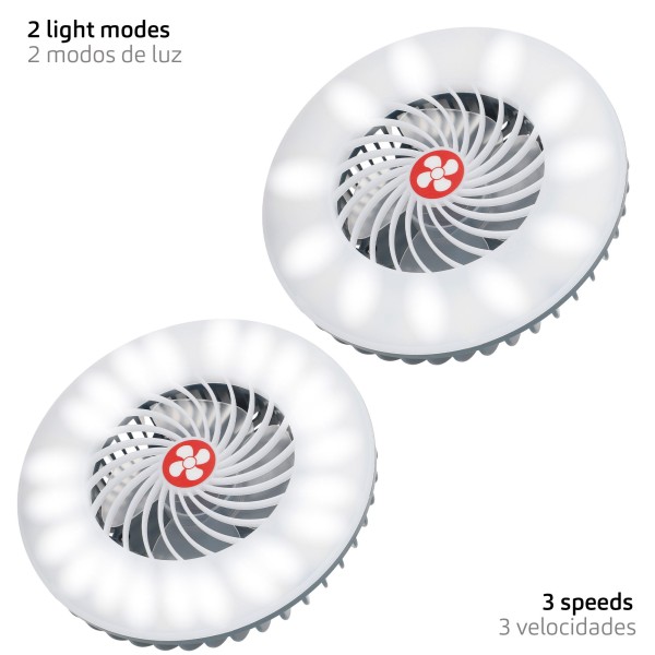 Lámpara LED con ventilador y cargador USB | Distria