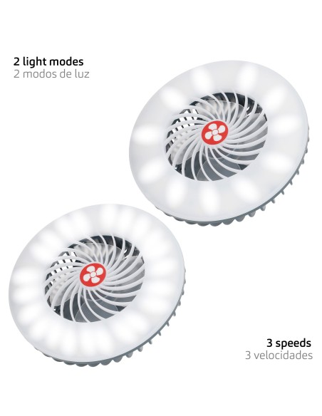 Lámpara LED con ventilador y cargador USB | Distria