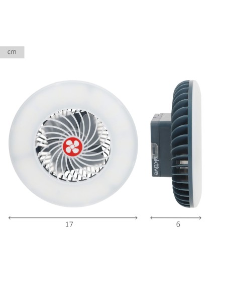 Lámpara LED con ventilador y cargador USB | Distria
