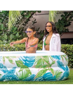 Piscina hinchable Tropical con diseño de hojas y desagüe | Distria 2