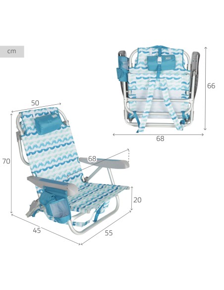Aktive Silla playa plegable 5 posiciones y bolsillo lateral | Distria