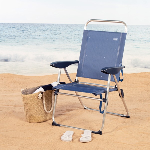 Aktive Silla plegable playa 4 pos. aluminio y textileno azul | Distria