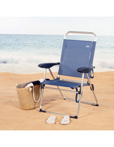 Aktive Silla plegable playa 4 pos. aluminio y textileno azul | Distria
