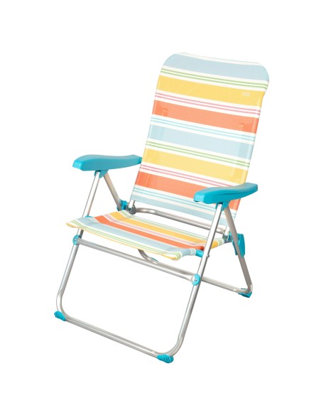 Aktive silla playa plegable 5 posiciones a rayas antivuelco | Distria