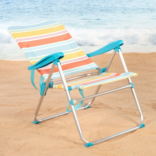 Aktive silla playa plegable 5 posiciones a rayas antivuelco | Distria