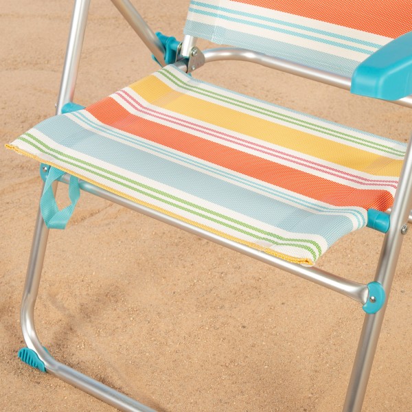 Aktive silla playa plegable 5 posiciones a rayas antivuelco | Distria