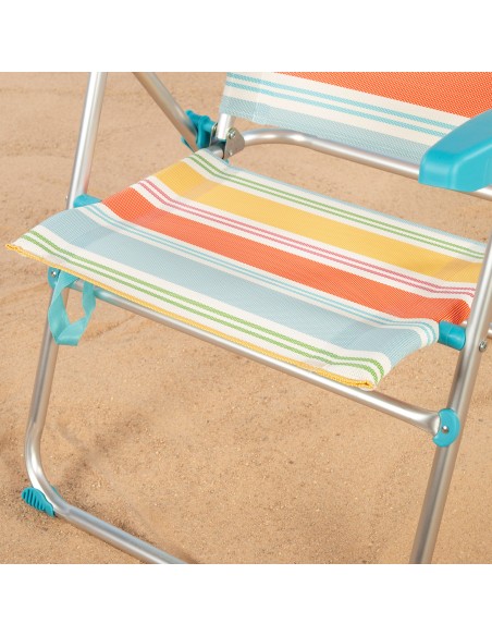 Aktive silla playa plegable 5 posiciones a rayas antivuelco | Distria