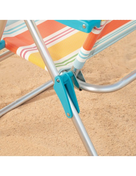Aktive silla playa plegable 5 posiciones a rayas antivuelco | Distria