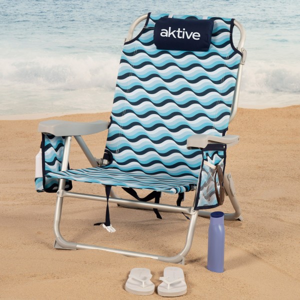 Aktive Silla plegable playa 5 posic. de aluminio con cojín | Distria
