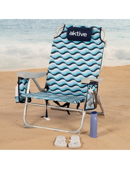 Aktive Silla plegable playa 5 posic. de aluminio con cojín | Distria