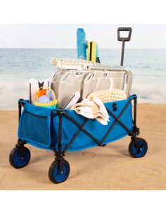 Carro playa azul c/ruedas todoterreno 360º | Distria