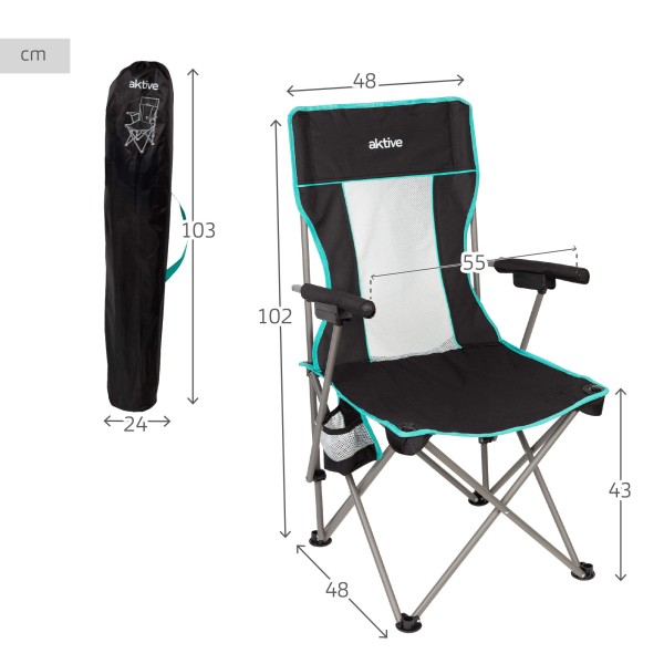 Silla plegable camping deluxe con respaldo de rejilla | Distria