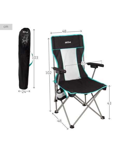 Silla plegable camping deluxe con respaldo de rejilla | Distria