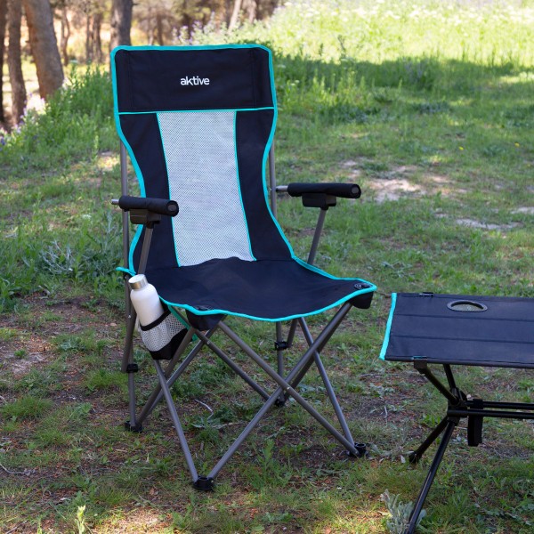 Silla plegable camping deluxe con respaldo de rejilla | Distria