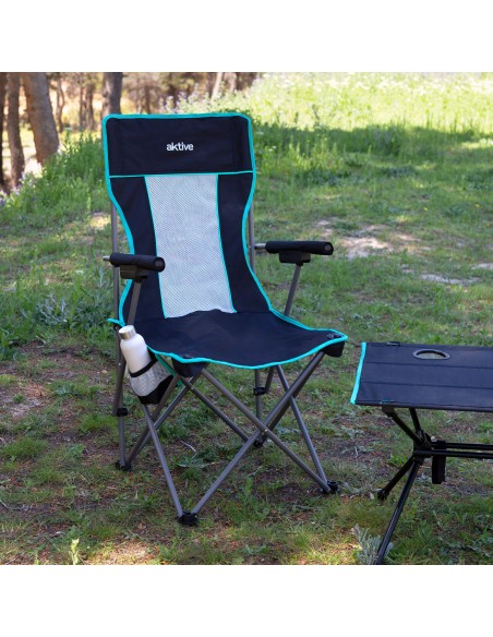 Silla plegable camping deluxe con respaldo de rejilla | Distria