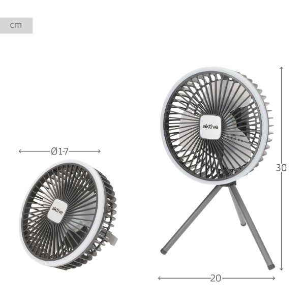 Ventilador portátil silencioso 3 en 1 con luz Aktive | Distria